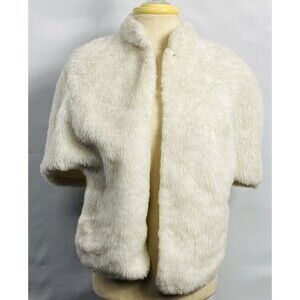 Ivory Faux Fur Bolero/Cape  Faux Fur Occasion Ball Wedding Sleeveless